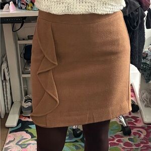 J Crew Elegant Tan Ruffle Skirt